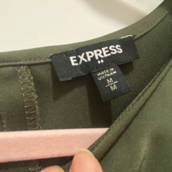 Olive Green Silky Shirt, size M - Picture 4 of 4